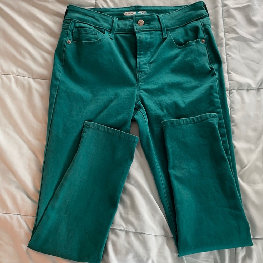 Old Navy Green Rockstar Super Skinny Jeans Size 8